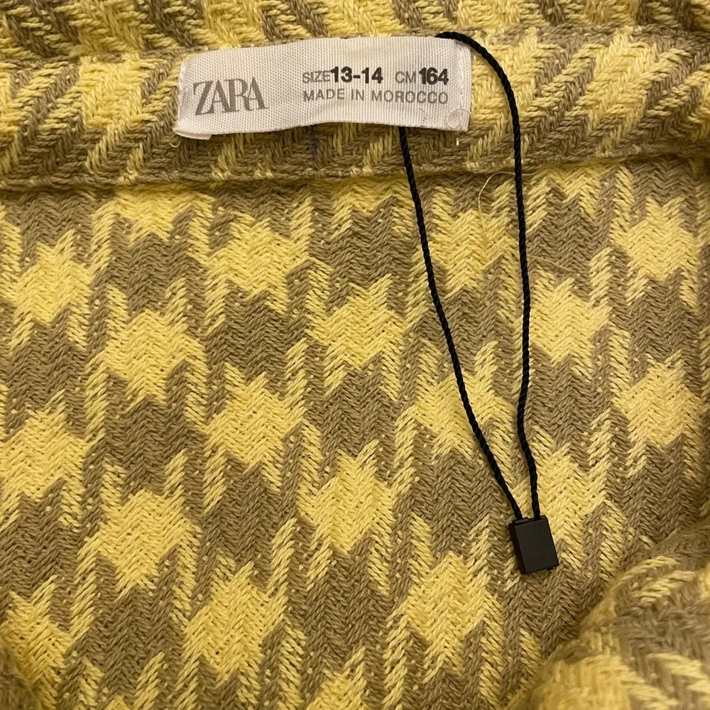 Zara Girls Houndstooth Shacket Yellow Oversized Jacket Size 13-14